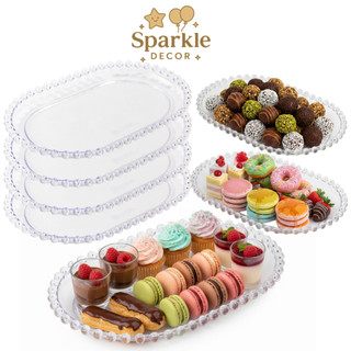 Kit Bandeja Pérola Oval 20x13 cm – Elegante para Doces e Decoração