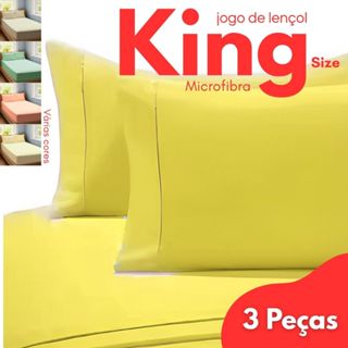 Jogo de Lençol Cama King 3 Peças Liso 1,93m x 2,03m x 30cm - DIVERSAS CORES em Oferta na Shopee
