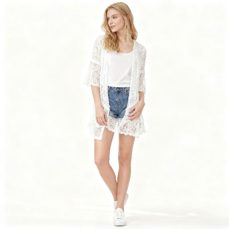 Casaco Cardigan de Renda Feminino - Item Essencial para Proteger do Sol, Estilo Fofo e Versátil,, Casaco Cardigan de Renda Feminino - Item Essencial para Proteger do Sol, Estilo Fofo e Versátil,,