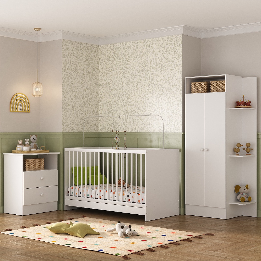 Jogo De Quarto Infantil Trevalla Móveis Pom Pom 3 Peças e 3 ANOS de Garantia