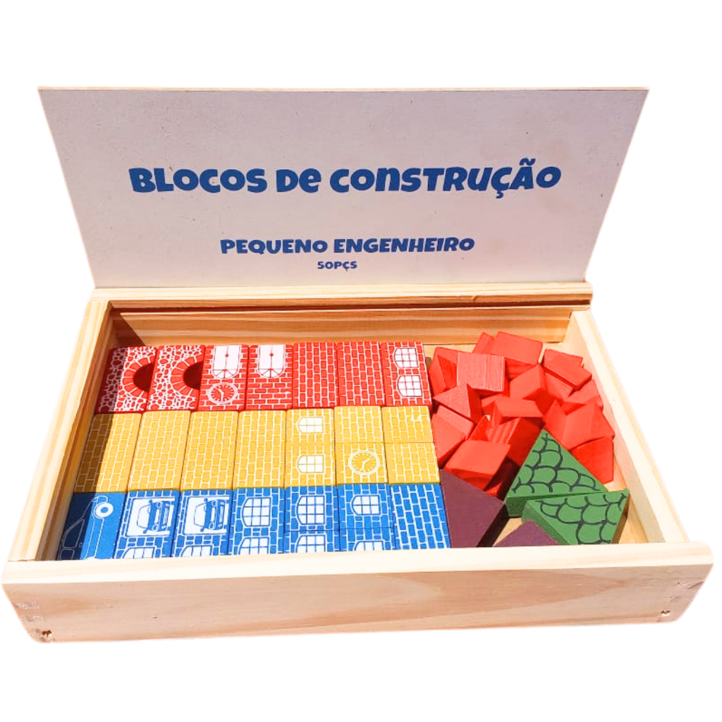 Blocos de Construção Colorido Premium 50 peças Jogo Pequeno Engenheiro Arquiteto Brinquedo