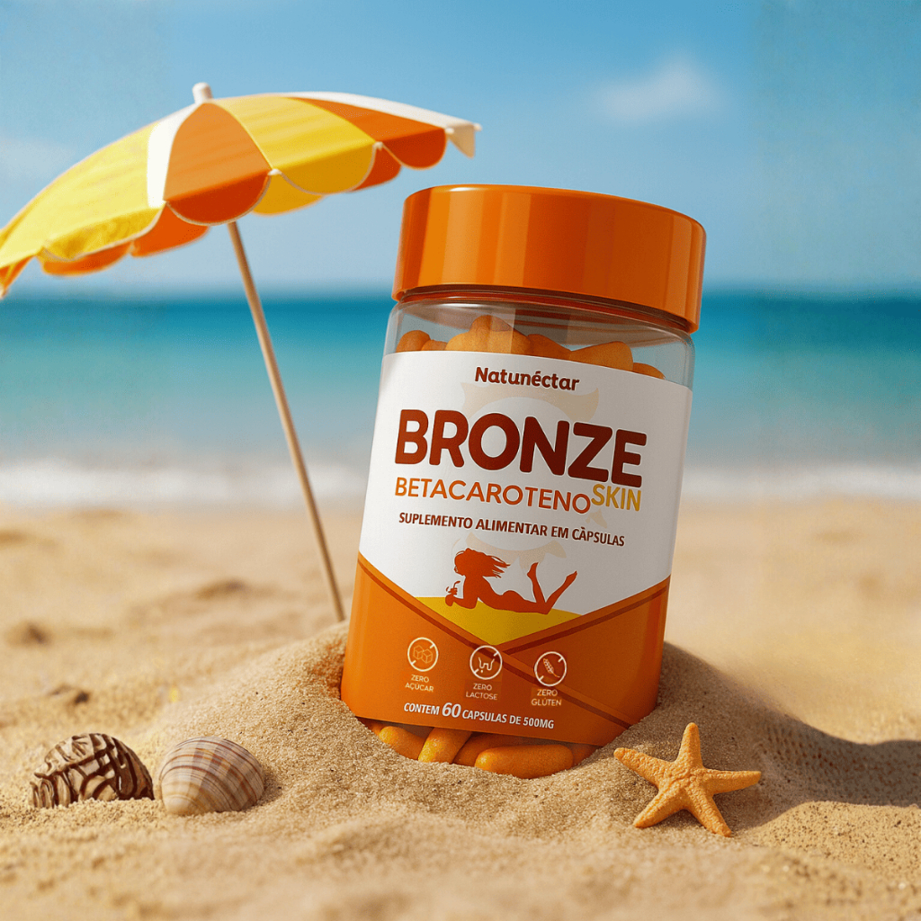Frasco Bronze Skin Betacaroteno Suplemento Natural Vitamina Pele Bronzeamento Natunéctar 60 Capsula