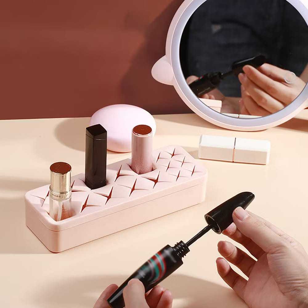 Organizador de Maquiagem em Silicone Lavável | Porta Batom, Pincel, Rímel e Gloss