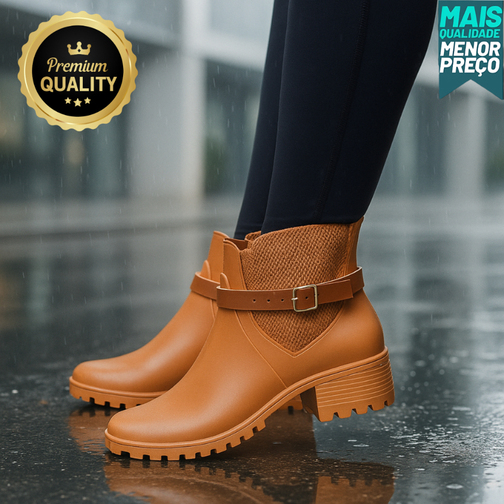 Bota Feminina Inverno Estilosa Cano Curto Sem Salto Tendência Moda Casual Festa Junina Frio