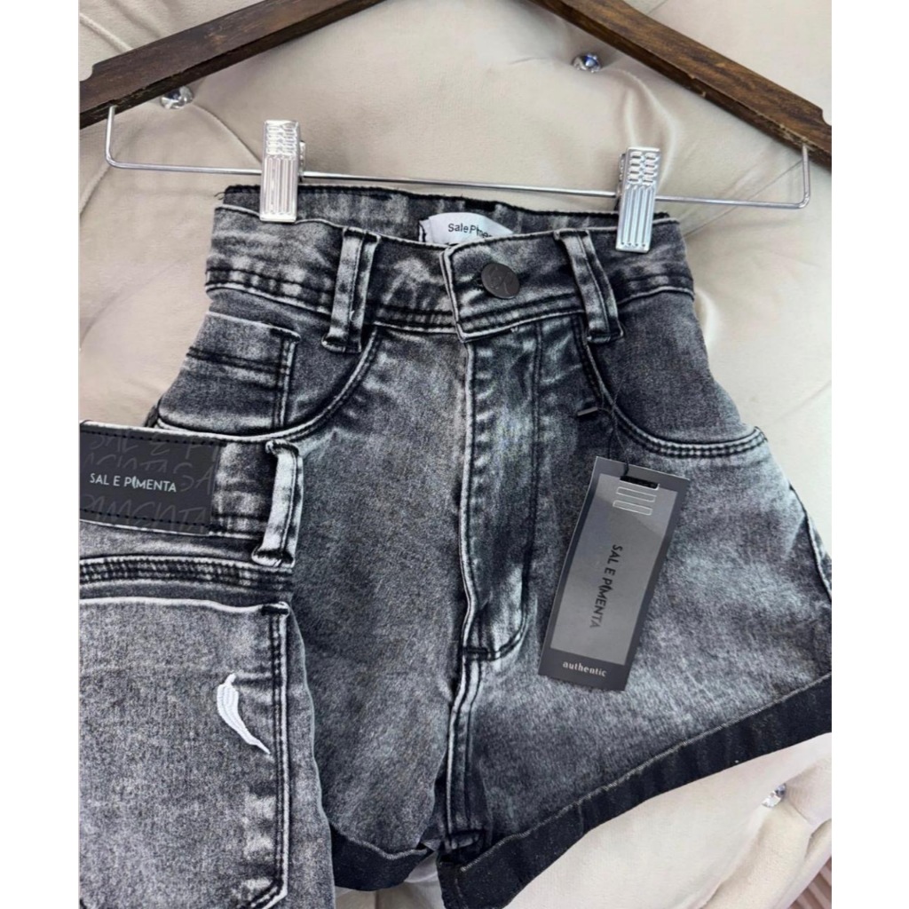 Short Jeans Sal E Pimenta Feminino Cintura Alta Com Lycra Empina Bumbum em Oferta na Shopee