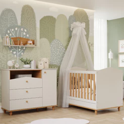 Quarto Bebê Completo Berço Americano 3 em 1 Cômoda 1 Porta Casinha 100% MDF