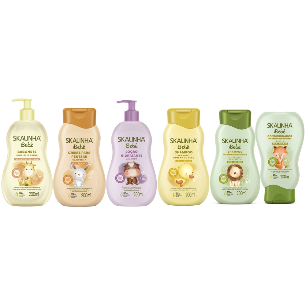 Kit Banho Bebê Shampoo e Condicionador Loção Vegano Skalinha em Oferta na Shopee