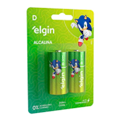 Pilha Alcalina D LR20 Grande Blister Brinquedo Rádio Elgin