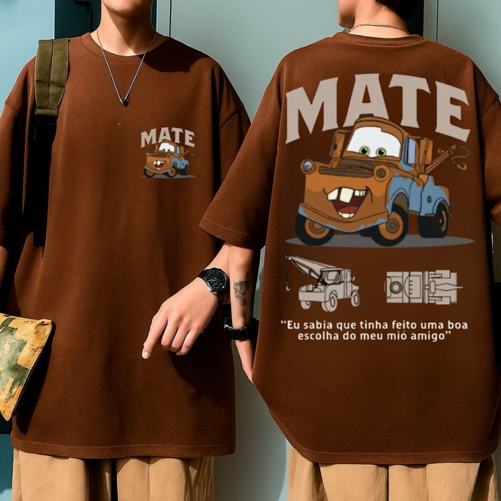 Camiseta Oversized Relâmpago McQueen Mate Carros Cars Streetwear 100% Algodão Estampada