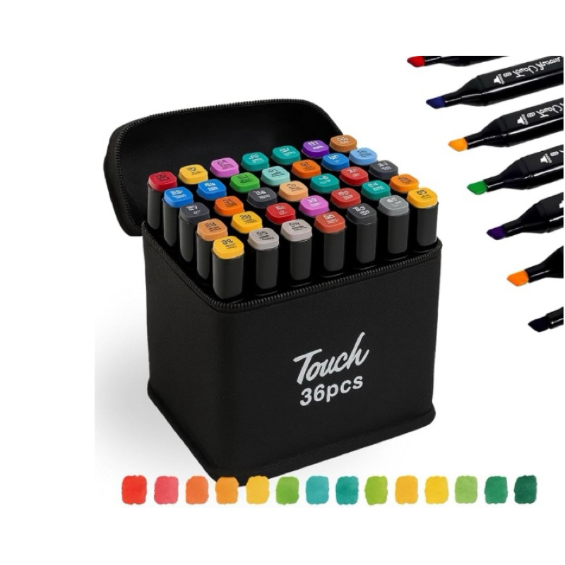 Kit 36 Canetinhas Coloridas Marcador Permanente Ponta Dupla Para Colorir Bobby Goods Desenho Profissional