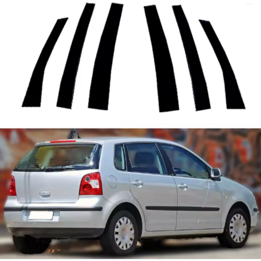 Aplique Black Piano Colunas Polo Hatch 2003 A 2014 Mk4 Glass Window Efeito Vidro