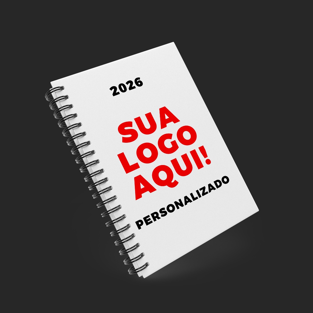 Agenda Comercial Personalizada 2026 – 15x21 cm | Com sua Logo e Identidade Visual!
