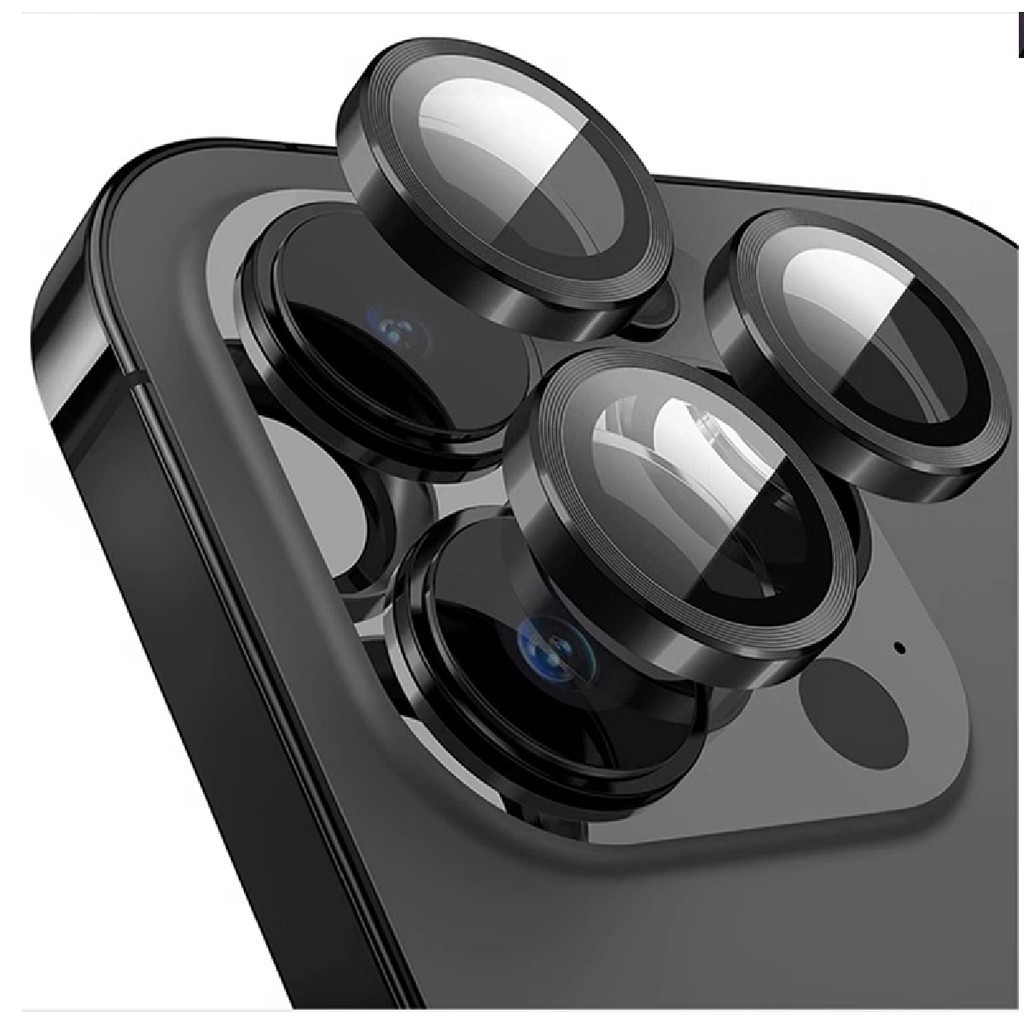 Película Lente PRETA iPhone 11 12 13 14 15 16 Pro/Max – Alumínio + Vidro – 1 Kit / Kit 2 / Kit 3 / Kit 5 em Oferta na Shopee