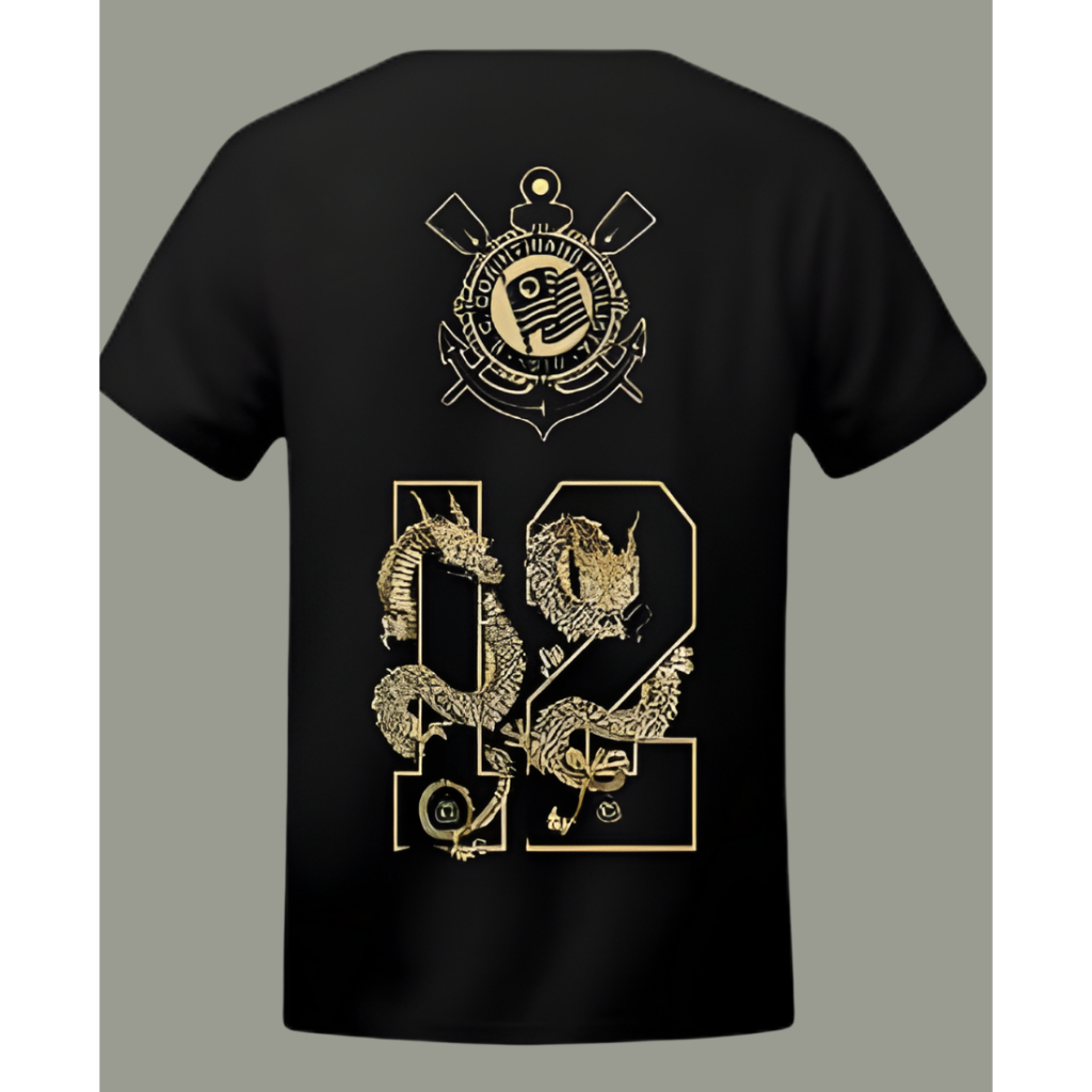 CAMISETA PREMIUM UNISSEX FIO 30.1 TIMES DRAGÃO DOURADO NUMERO 12 MASCULINA OU FEMININA 100% ALGODÃO COM ENVIO IMEDIATO