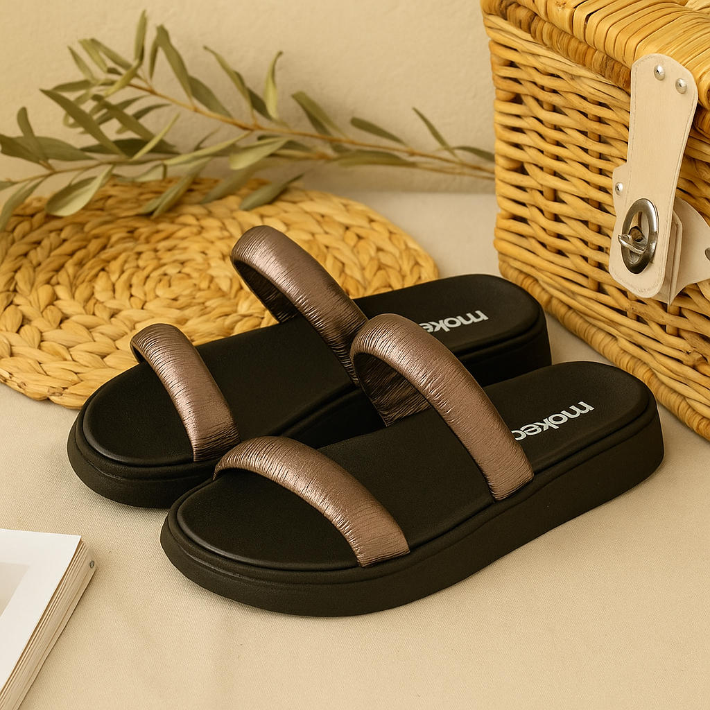 Sandália Papete Moleca 5507.101 Slide Rasteira Birk Feminina Tira Grossa Flatform Moleca Casual Original Verão Tendência