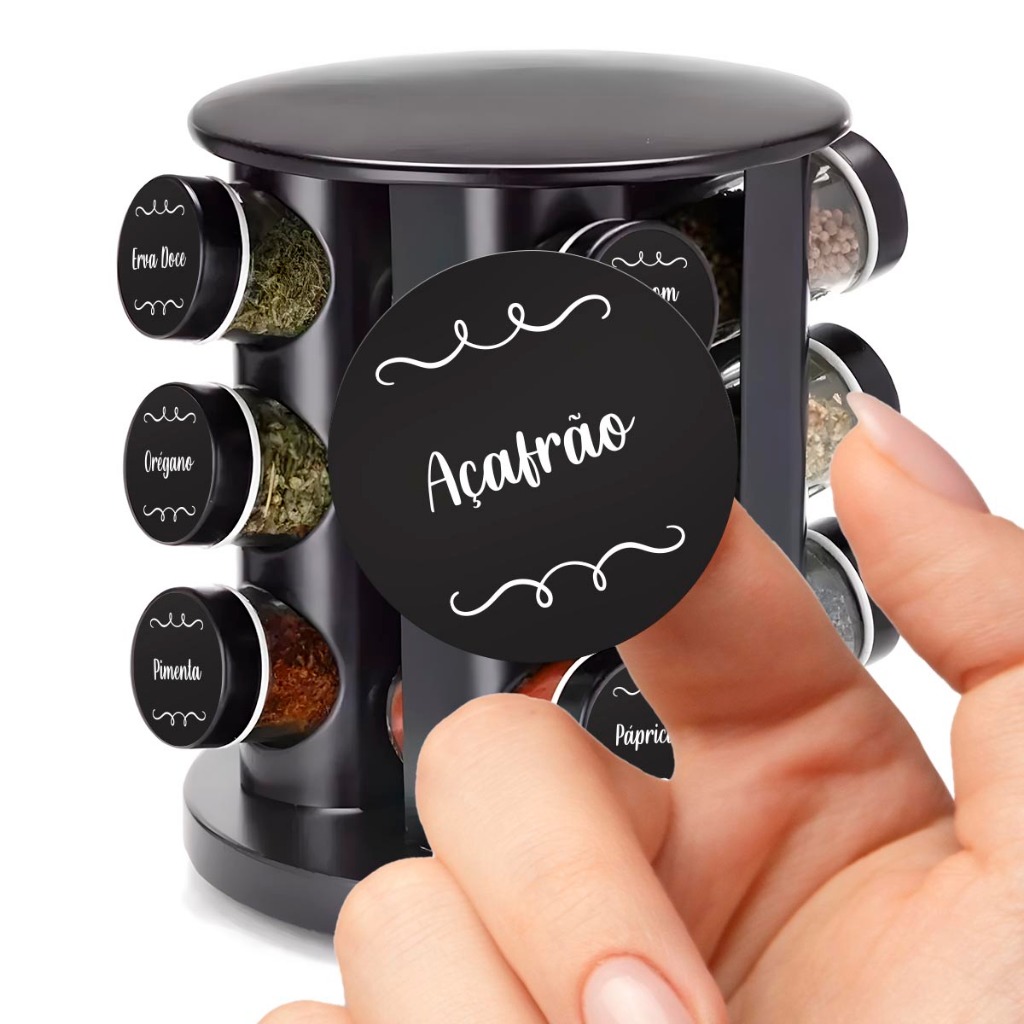 36 Etiquetas para Potes de Condimentos Temperos Mantimentos 3,8x3,8cm