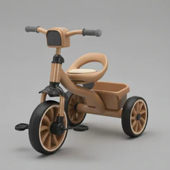 Triciclo Infantil Bege Passeio Deend C/ Cestinha 3 Rodas