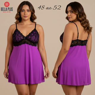 Camisola Plus Size Sem Bojo Detalhe em Renda Lingerie Feminina Pijama Linha Noite em Oferta na Shopee