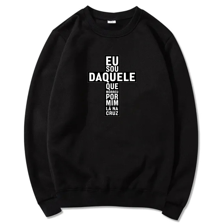 Blusa Moletom Flanelada Estampa Cruz Modelo Sem Capuz Ótima Qualidade