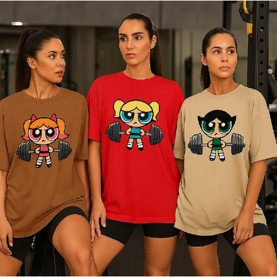 KIT 3 Camiseta Feminino Roupa de Academia Fitness Meninas Super Poderosas Treino