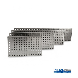 Prateleira Inox Perfurada Para Parede 4 Tamanhos Resistentes Organização Doméstico Profissional em Oferta na Shopee