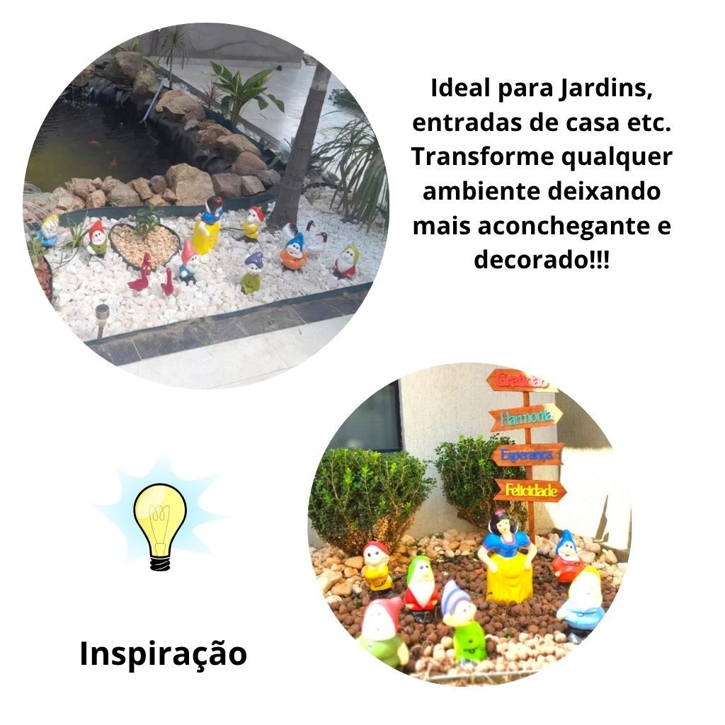 Branca de Neve e os 7 Anões Enfeite de Jardim Decoração Cerâmica
