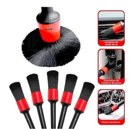 Kit Pincel De Limpeza E Higienização Automotiva 5 Unidades Pincel Automotivo em Oferta na Shopee