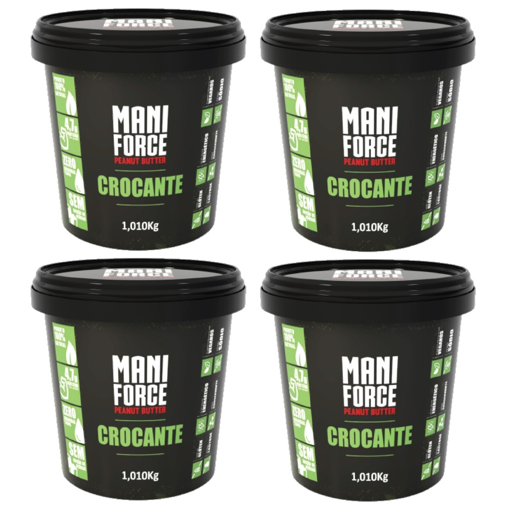 Kit 04x Pasta De Amendoim Crocante 100% Amendoim 1kg - Maniforce em Oferta na Shopee