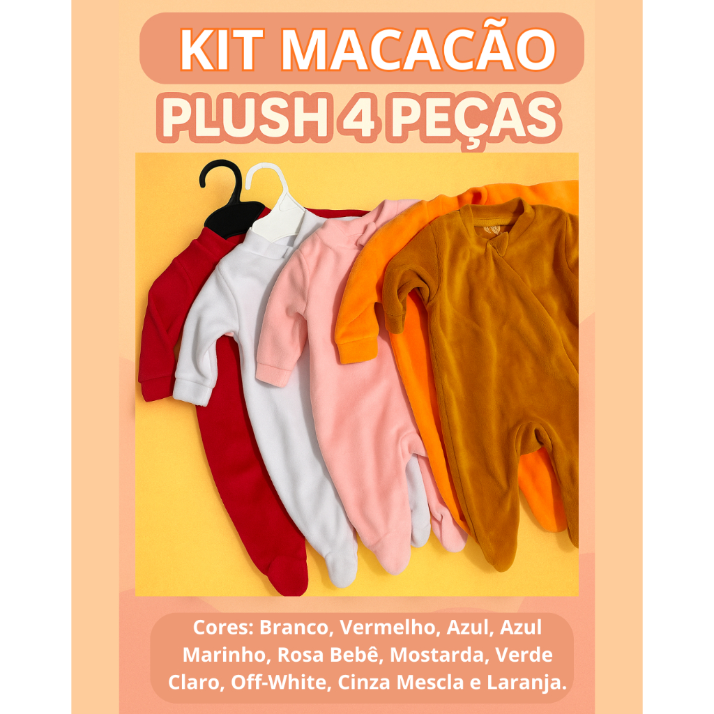 Kit Macacão de bebê Plush Kit Maternidade 4 Peças de macacão – Menino ou Menina