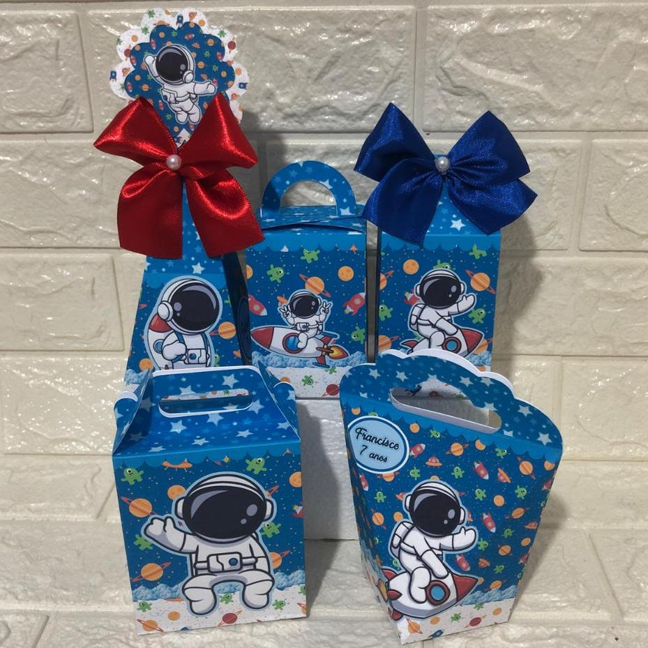 PEGUE E MONTE Kit de Caixinhas para Festas Personalizados  ASTRONAUTA Lembrancinhas Mimos Infantil Chá de Bebê