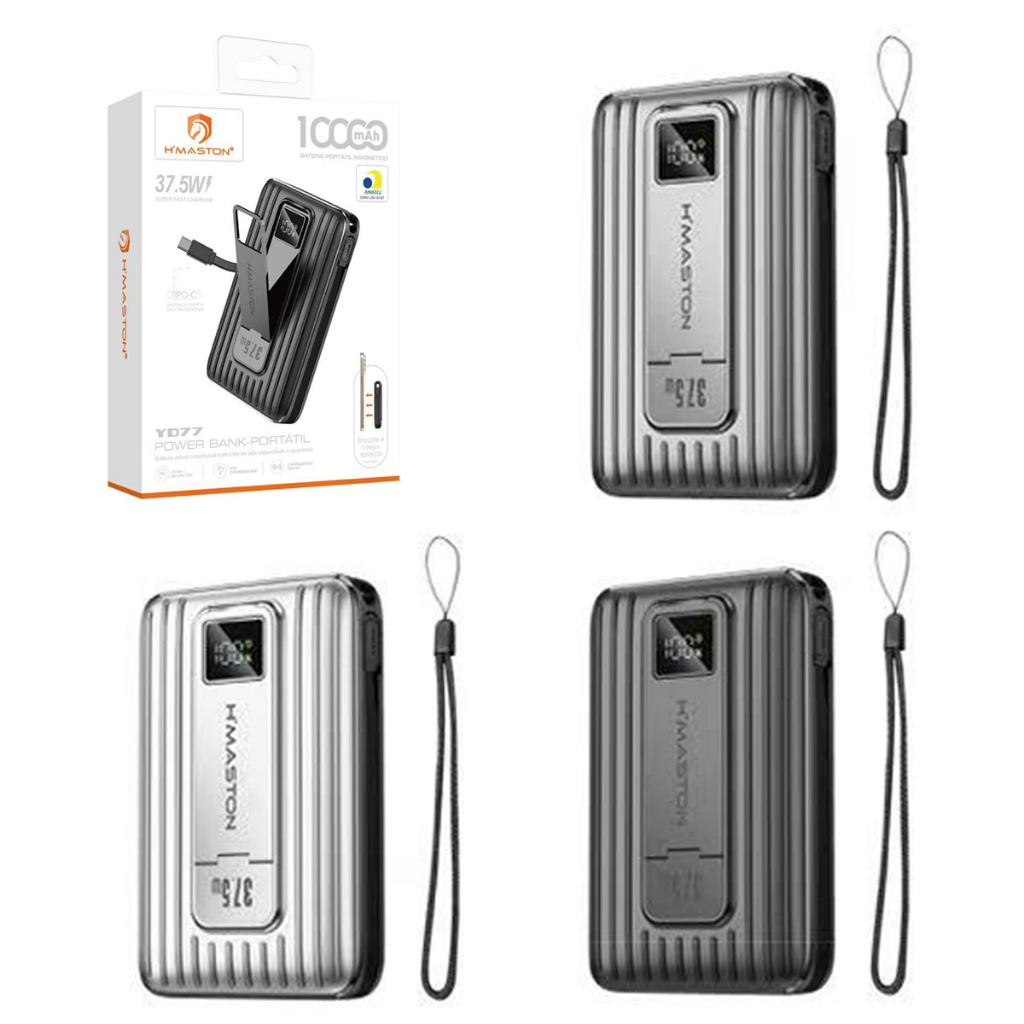 Powe Bank Carregador Portatil 10000mah 37.5w Turbo Bateria Portátil Magnético Super Fast H'maston