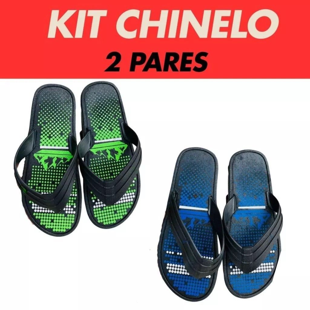 Kit 2 Pares Chinelo Masculino Adulto Tira Larga Atenção na Descrição