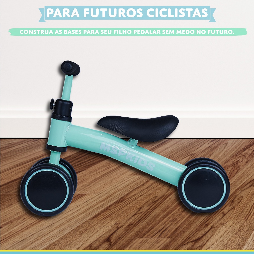 Bicicleta De Equilíbrio 4 Rodas Bebê Sem Pedal Infantil Quadro Metal