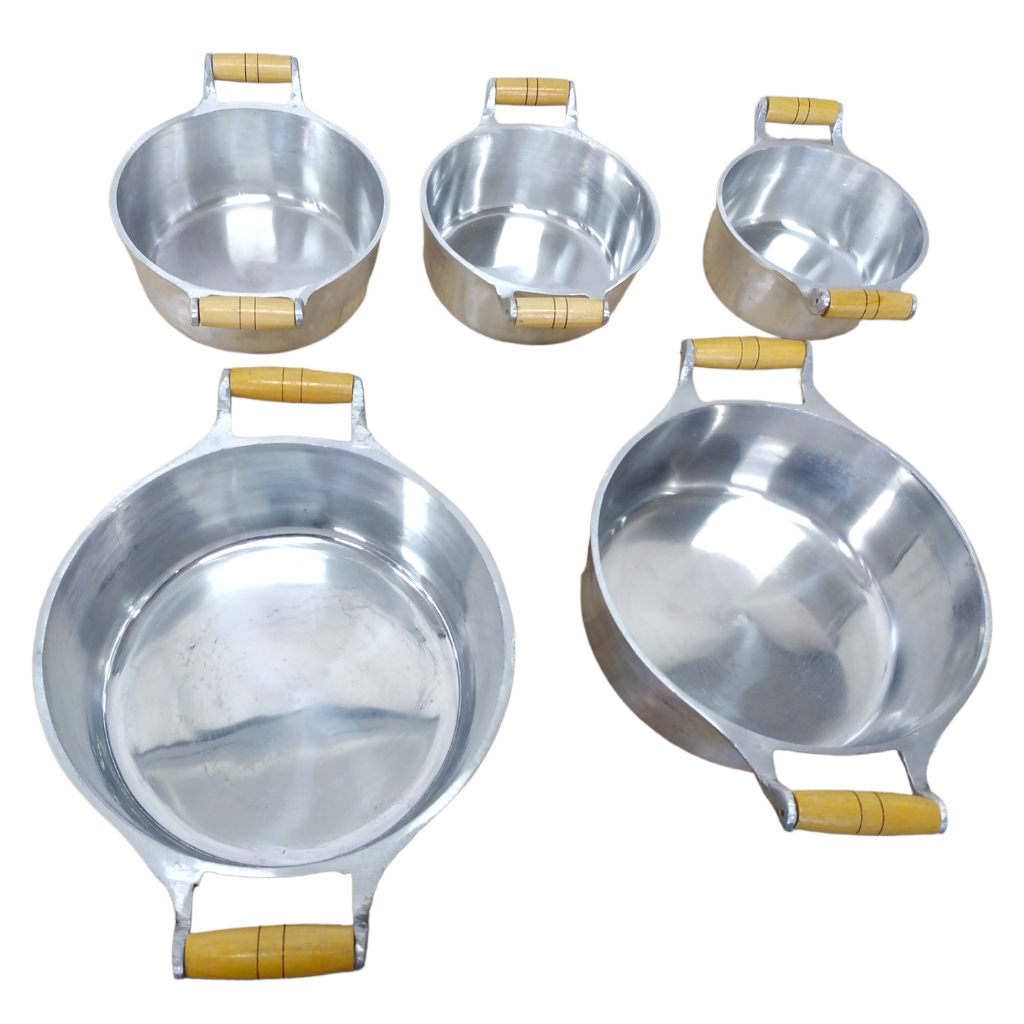 Jogo de Panela Aluminio Batido Fundido Conjunto Grosso Kit 5 Peças com tampa