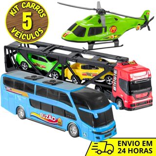 Caminhão Brinquedo Infantil Cegonha + Ônibus + Helicóptero em Oferta na Shopee