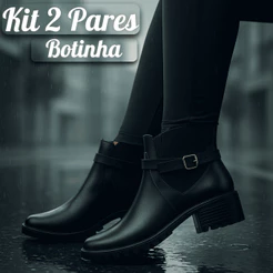 Kit 2 Pares Bota Feminina Cano Curto Impermeável Confortável Para Chuva e Frio