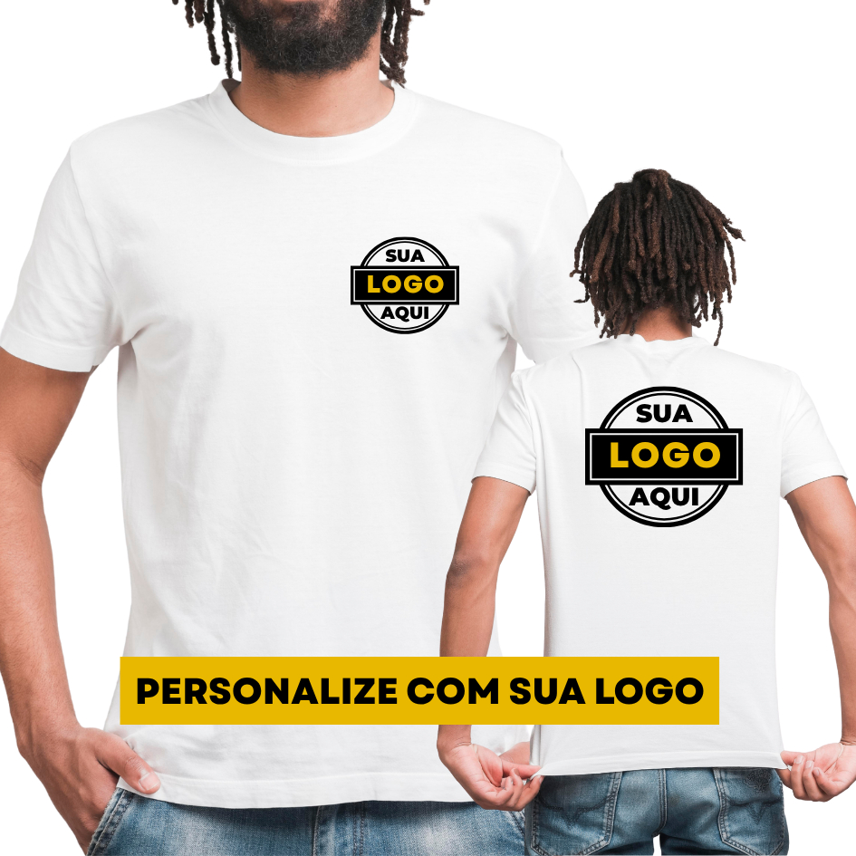 Camiseta Uniforme Empresarial Masculino Feminino 100% Poliéster Personalizado Frente e Verso