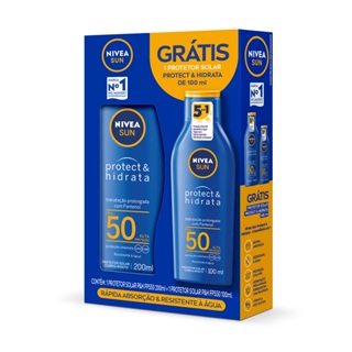 NIVEA Kit SUN Protect & Hidrata FPS 50 200ml + Protect & Hidrata FPS 50 100ml BBB 26 em Oferta na Shopee