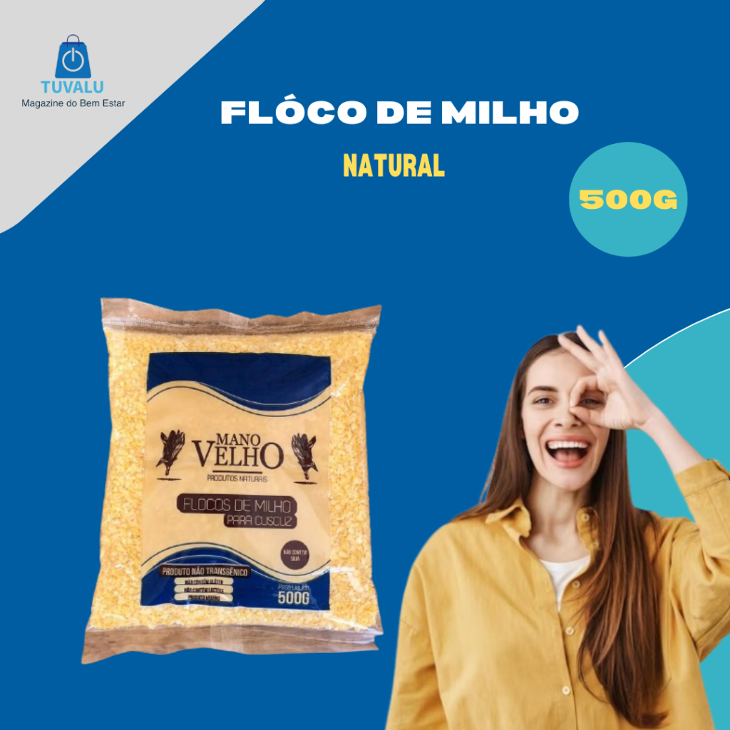 Flocos de Milho para Cuscuz 100% Natural - MANO VELHO - 500G
