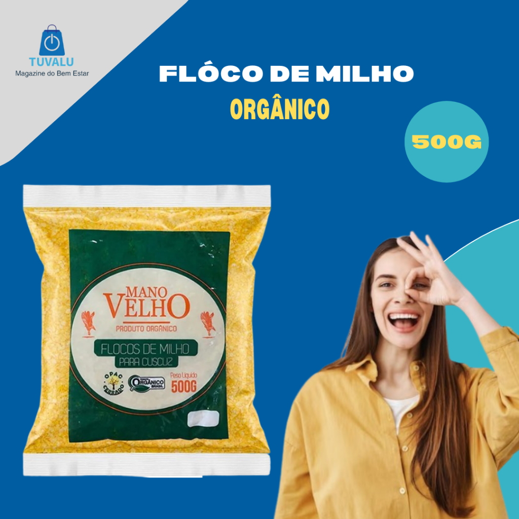 Flocos de Milho orgânico para Cuscuz - Mano velho 500G
