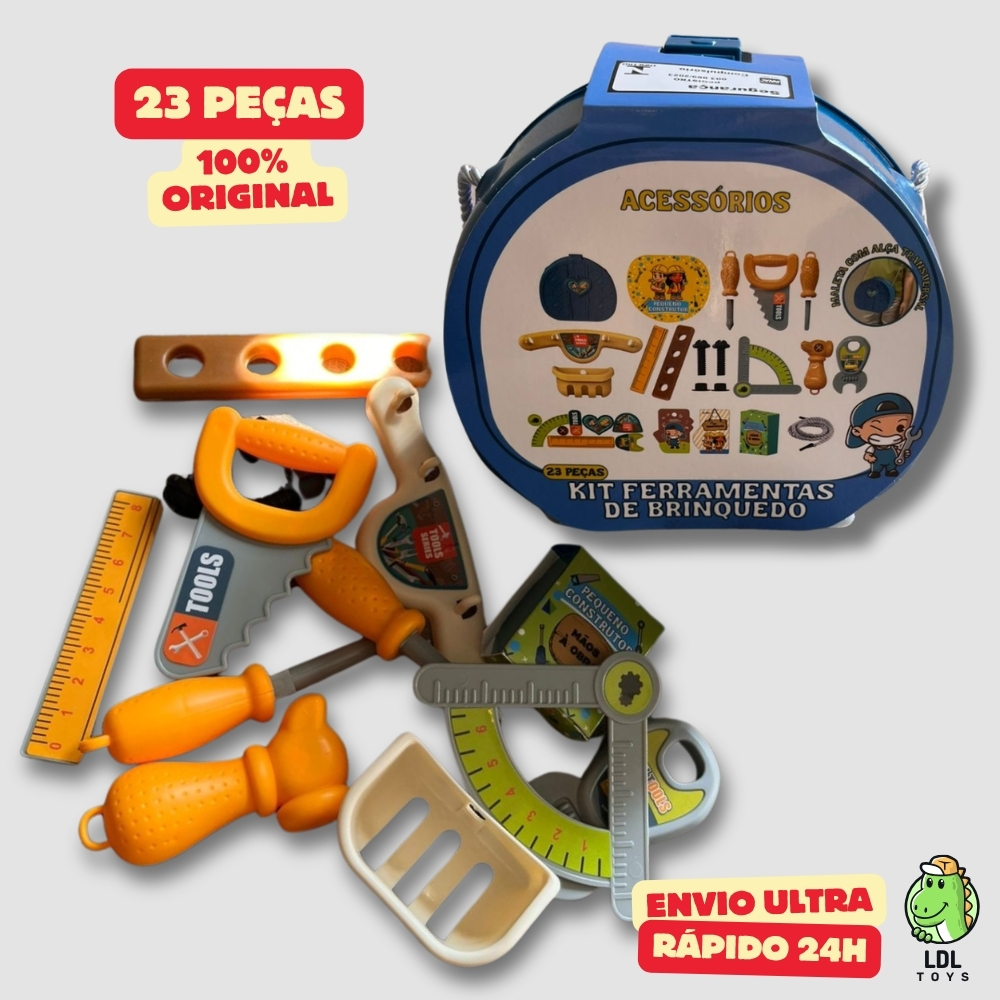 Kit Ferramentas De Brinquedo Infantil 23 Peças Maleta Construtor Didático Faz De Conta Menino em Oferta na Shopee