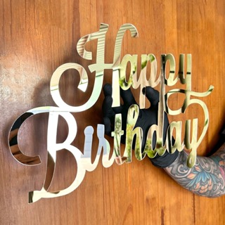 Letreiro Acrílico Espelhado Para Festa - Painel "Happy Birthday" 40x28 em Oferta na Shopee
