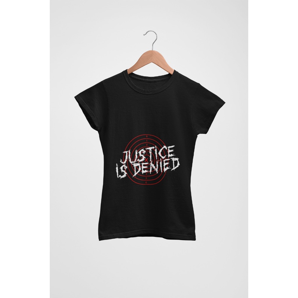 Baby Tee Feminina “Justice Is Denied” – Estilo Grunge / Streetwear / Rock