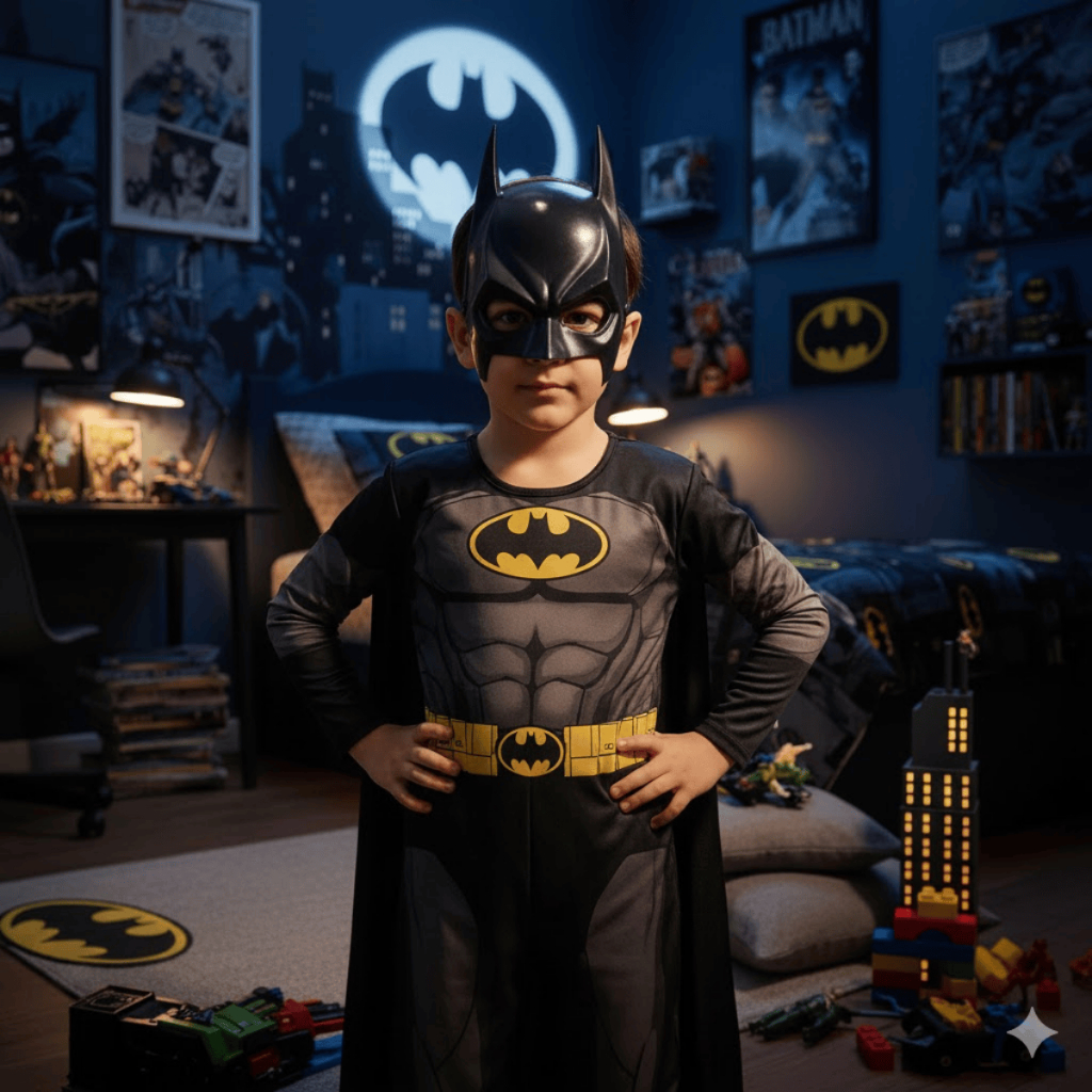 Roupa Fantasia Infantil Batman com Máscara Festa Dia das Crianças