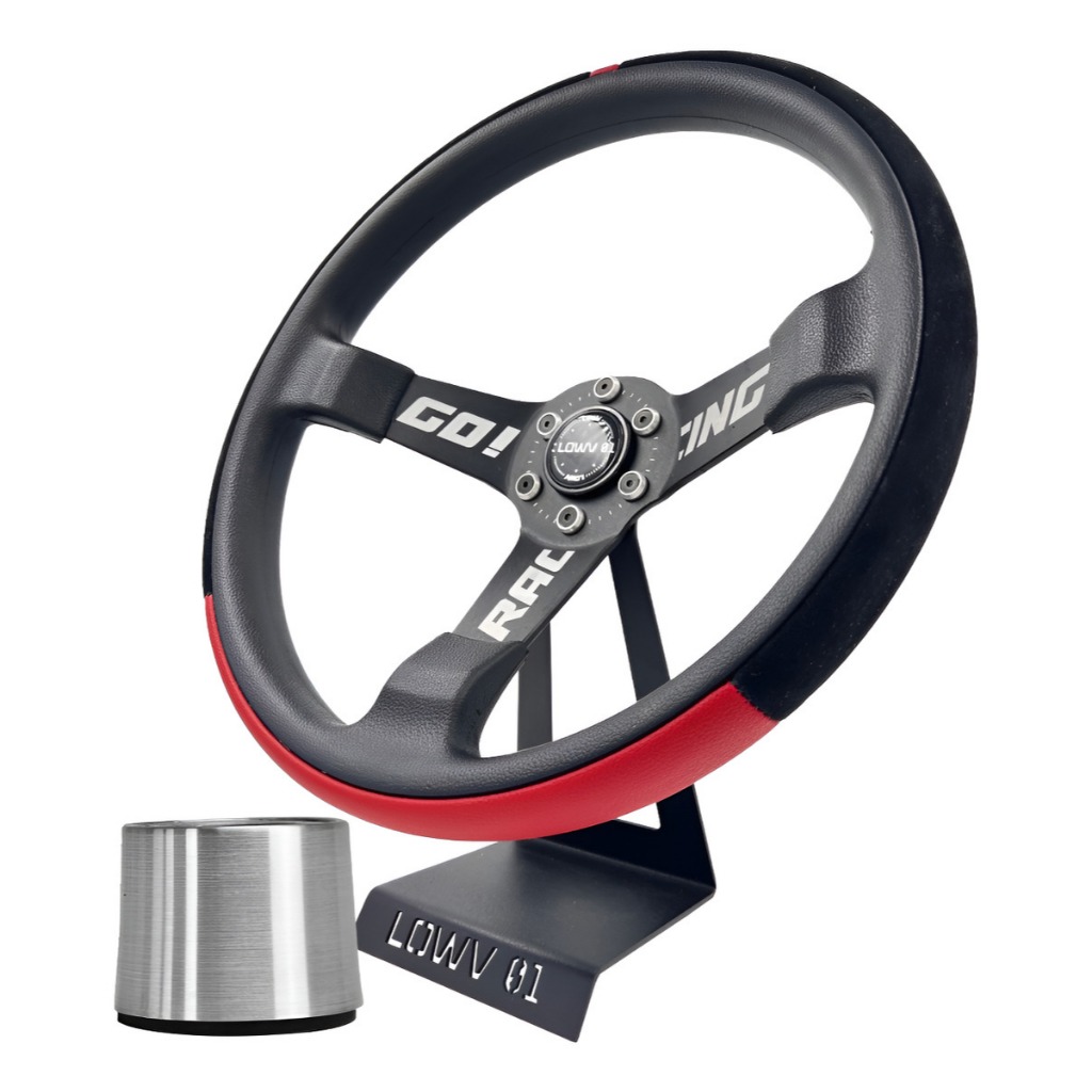 Volante Esportivo Sniper Revestido Lowv Grc Base Vermelha + Cubo Adaptador