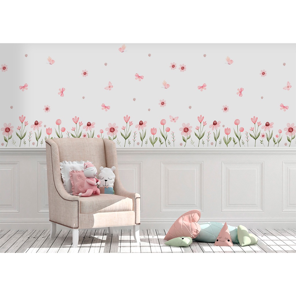 Adesivo Decorativo de Parede em Recorte Flores Rosa Autocolante Floral Quarto Sala em Oferta na Shopee