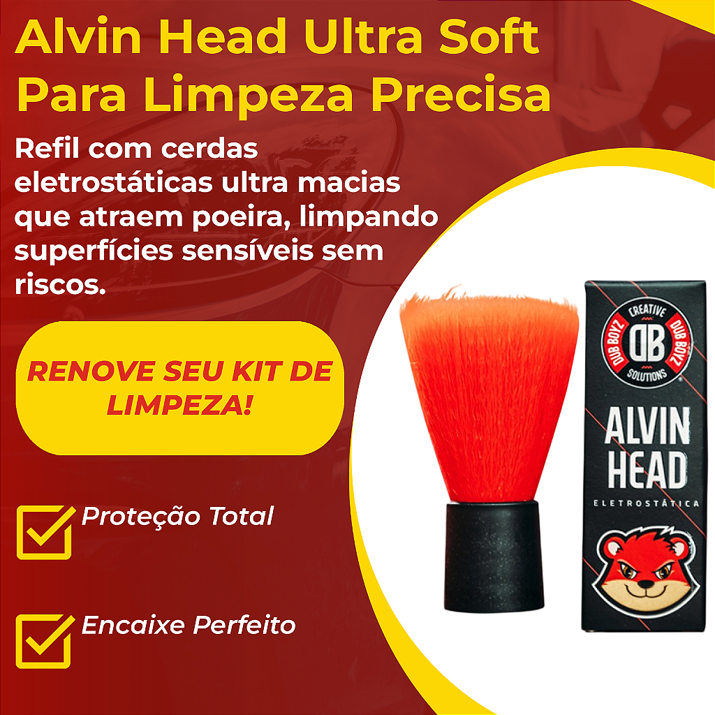 Dub Boyz Alvin Head Ultra Soft Refil Para Kit Alvin Drush Cerdas Ultra Macias Limpeza Segura Painel