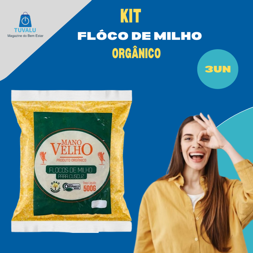 3 UND Flocos de Milho orgânico para Cuscuz - Mano velho
