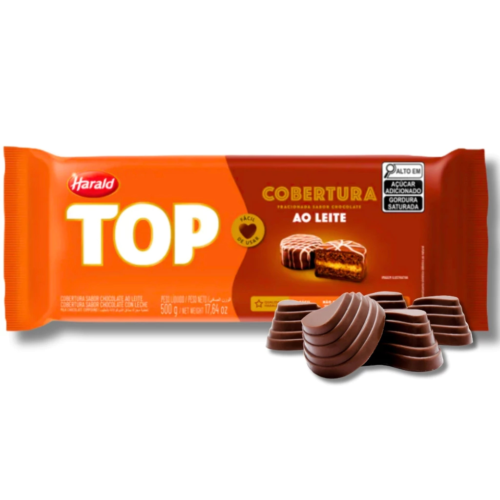 Barra De Chocolate Cobertura TOP Ao Leite 500g Harald Confeitaria Gourmet em Oferta na Shopee