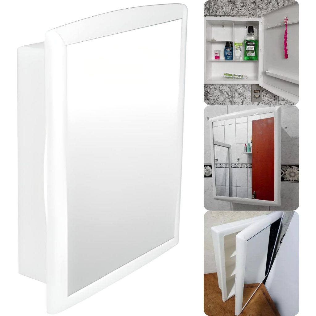 Armário de Banheiro Com Espelho Incluso, Design Moderno Fácil instalação Espaçoso Escolha a Cor em Oferta na Shopee